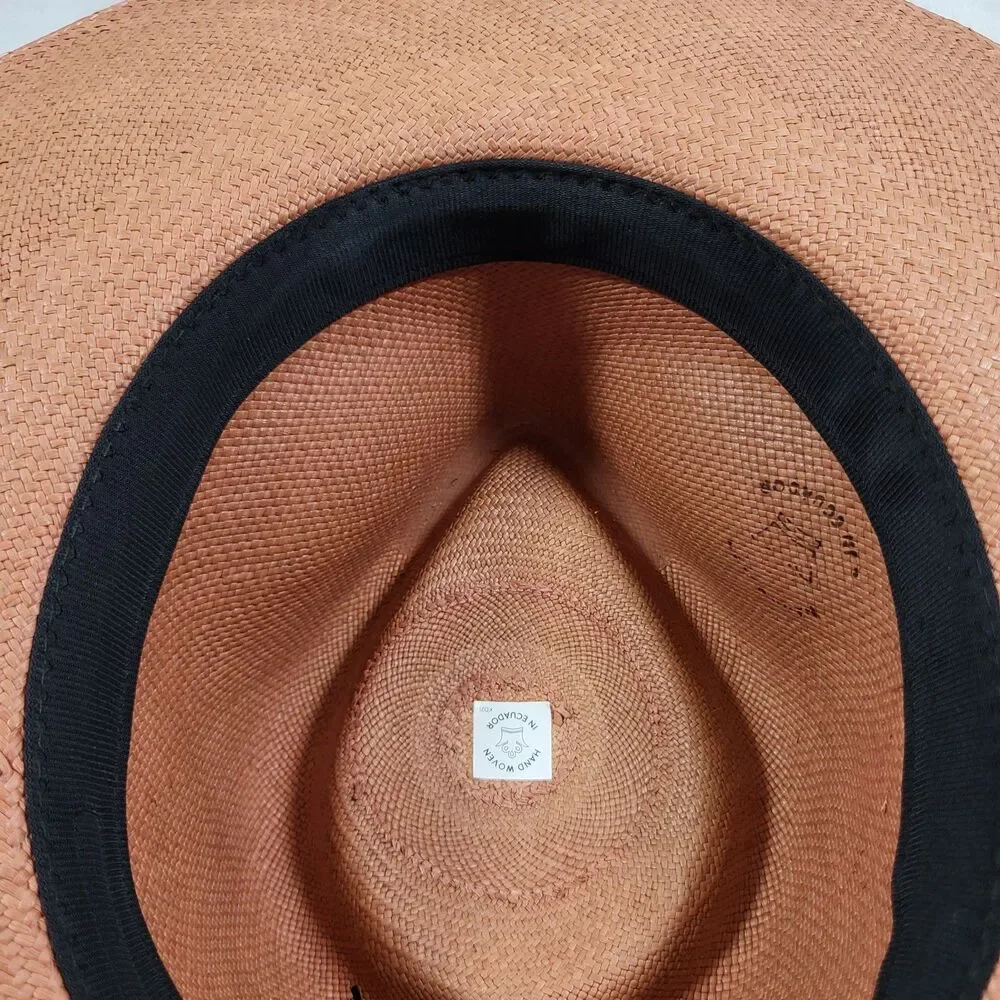 Cuyana Wide Brim Ecuador Hat Toquilla Straw Terracotta Panama Sun Hat Size 57 M